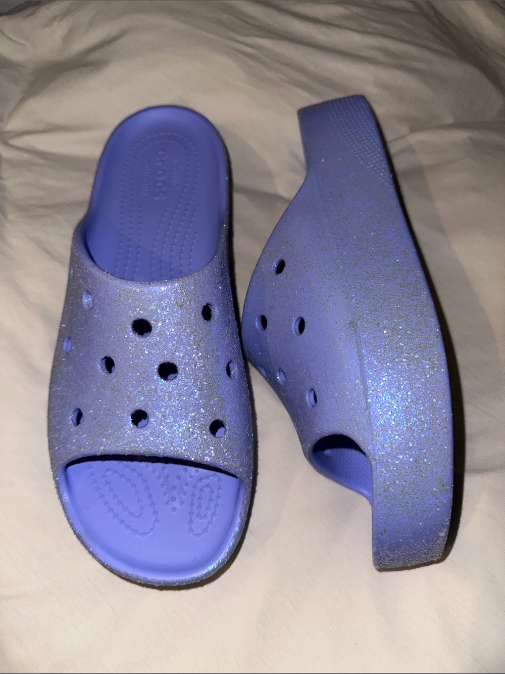 CROCS Glitter Slide Sandals - Lavender Purple
